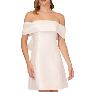Adrianna Papell - Mikado Off-the-Shoulder Oversized Bow Back A-Line Dress